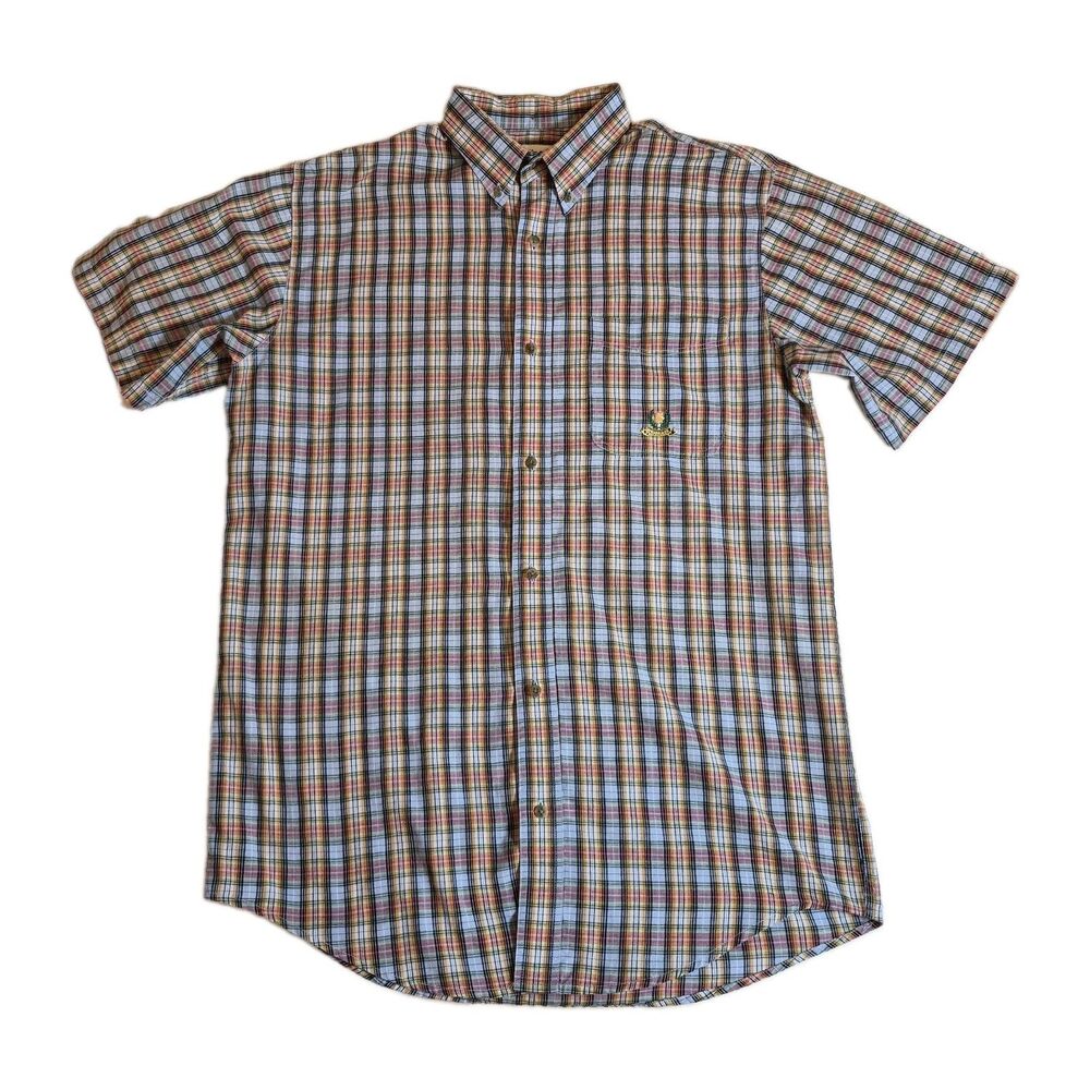 Wrangler Riata Mens Sz LT(See Measurement) Plaid Button-Down Shirt Short Sleeve